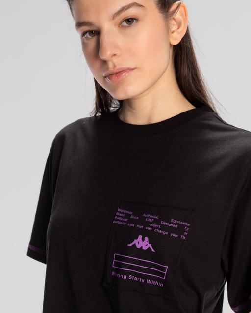 Siyah Authentic Kage T-Shirt Kadın Siyah Regular Fit Tişört - KAPPA® Türkiye