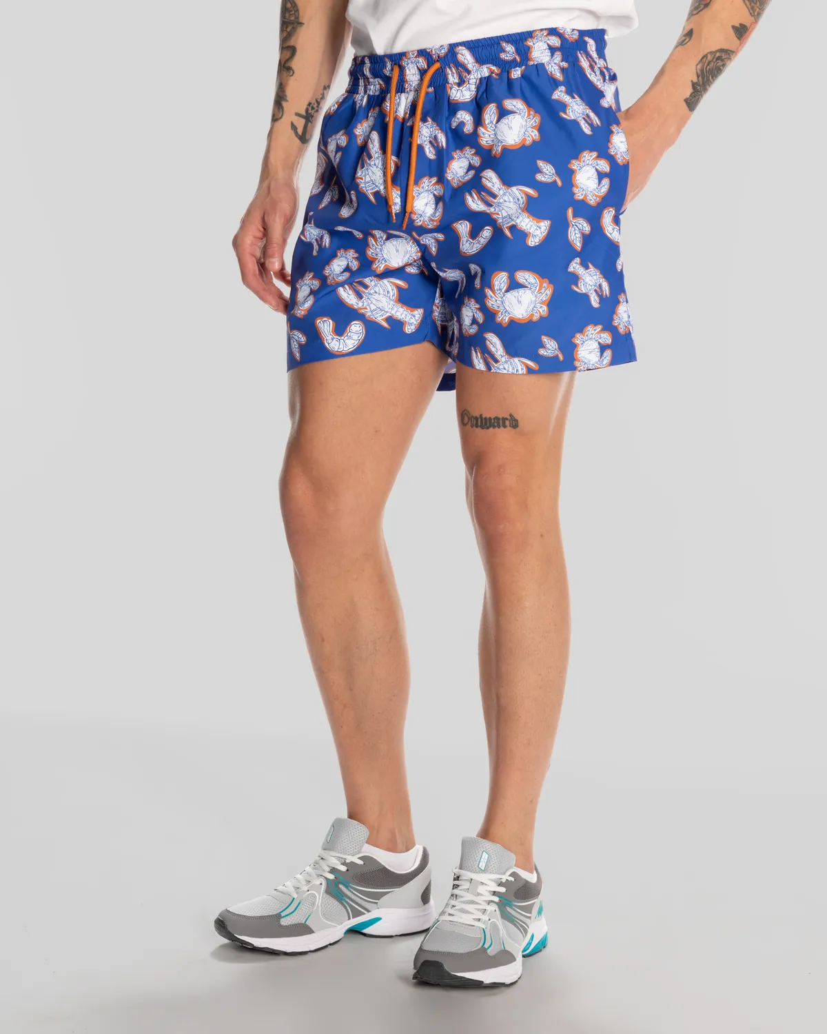 Mavi Authentic Vince Swimshort Erkek Mavi-Beyaz Regular Fit Mayo