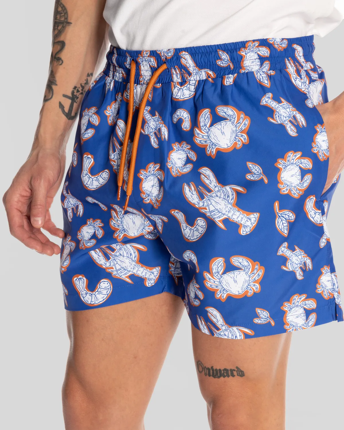 Mavi Authentic Vince Swimshort Erkek Mavi-Beyaz Regular Fit Mayo