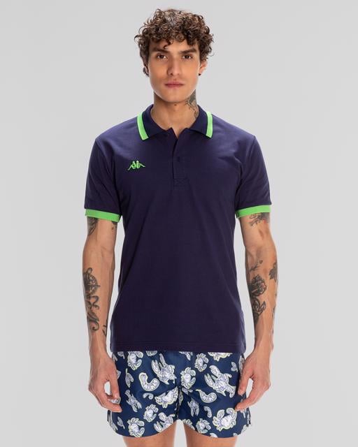 Mavi Logo Neon Erkek Koyu Mavi Regular Fit Polo Yaka Tişört - KAPPA® Türkiye
