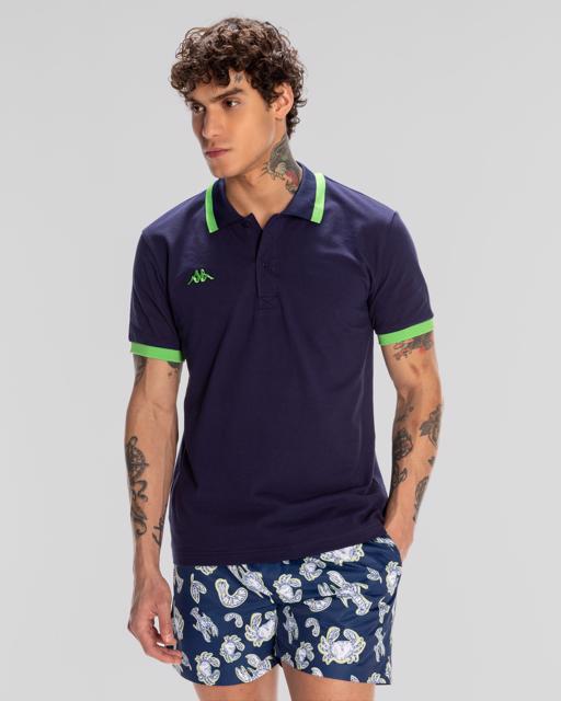 Mavi Logo Neon Erkek Koyu Mavi Regular Fit Polo Yaka Tişört - KAPPA® Türkiye
