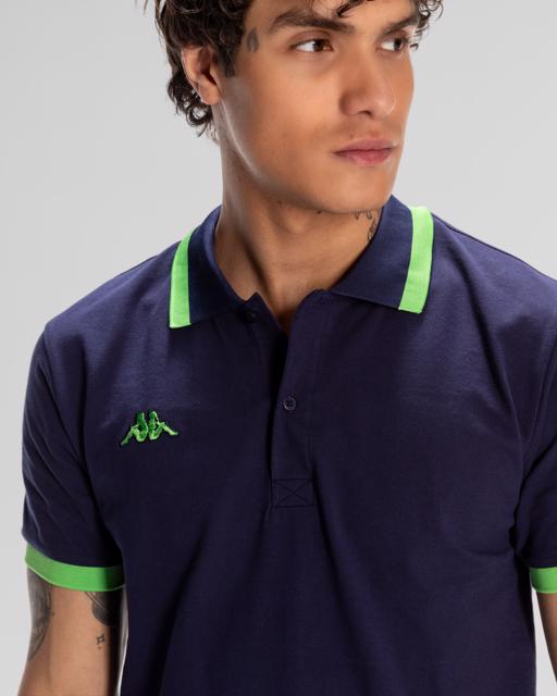 Mavi Logo Neon Erkek Koyu Mavi Regular Fit Polo Yaka Tişört - KAPPA® Türkiye