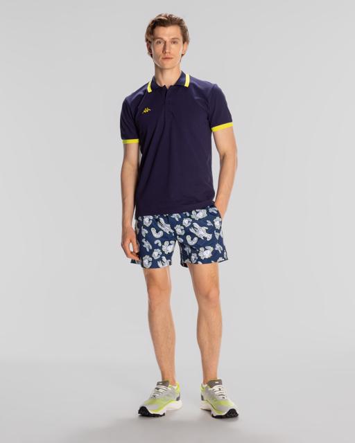 Mavi Logo Neon Erkek Lacivert-Neon Sarı Regular Polo Yaka Tişört - KAPPA® Türkiye