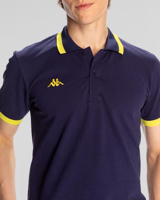 Mavi Logo Neon Erkek Lacivert-Neon Sarı Regular Polo Yaka Tişört - KAPPA® Türkiye