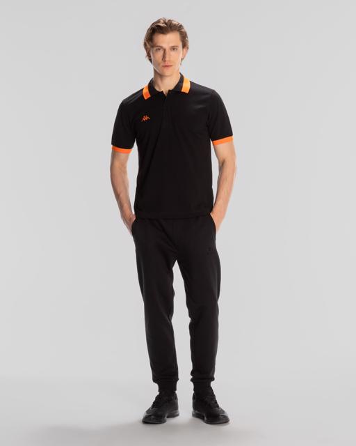 Siyah Logo Neon Erkek Siyah-Turuncu Regular Fit Polo Yaka Tişört - KAPPA® Türkiye