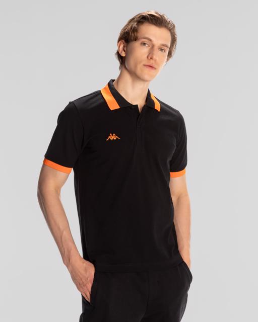 Siyah Logo Neon Erkek Siyah-Turuncu Regular Fit Polo Yaka Tişört - KAPPA® Türkiye