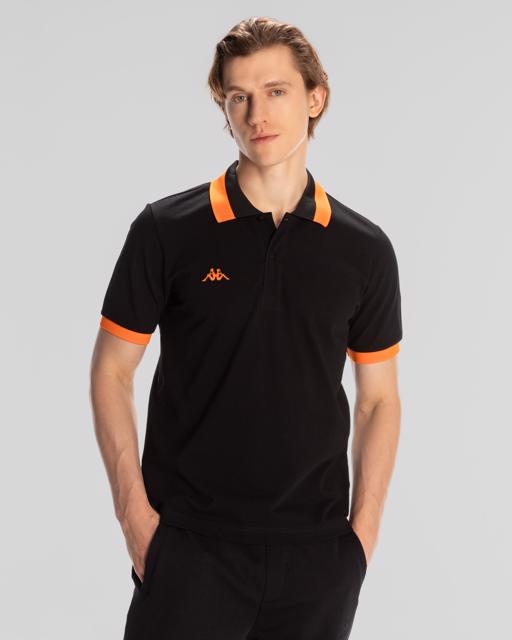 Siyah Logo Neon Erkek Siyah-Turuncu Regular Fit Polo Yaka Tişört - KAPPA® Türkiye