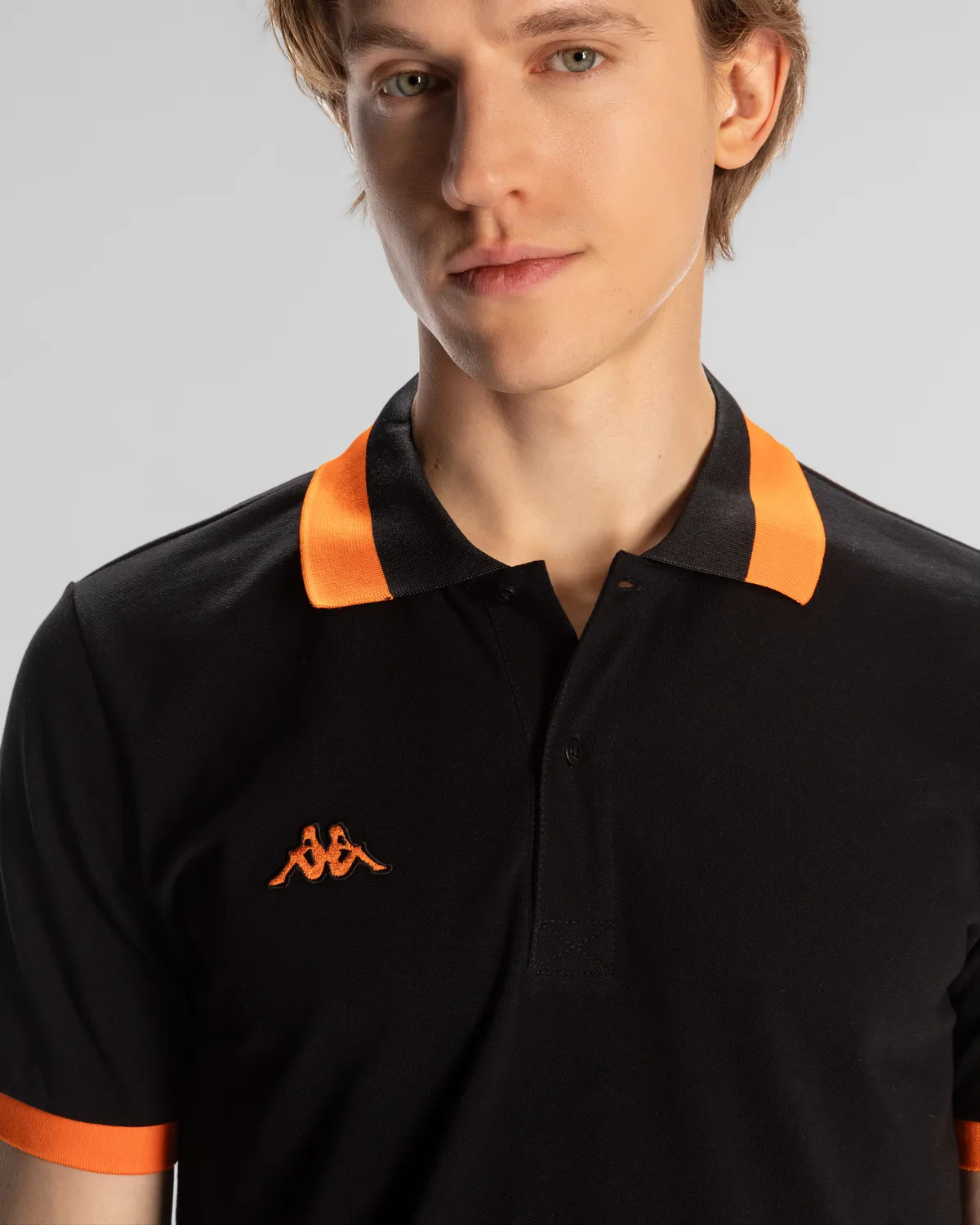 Siyah Logo Neon Erkek Siyah-Turuncu Regular Fit Polo Yaka Tişört