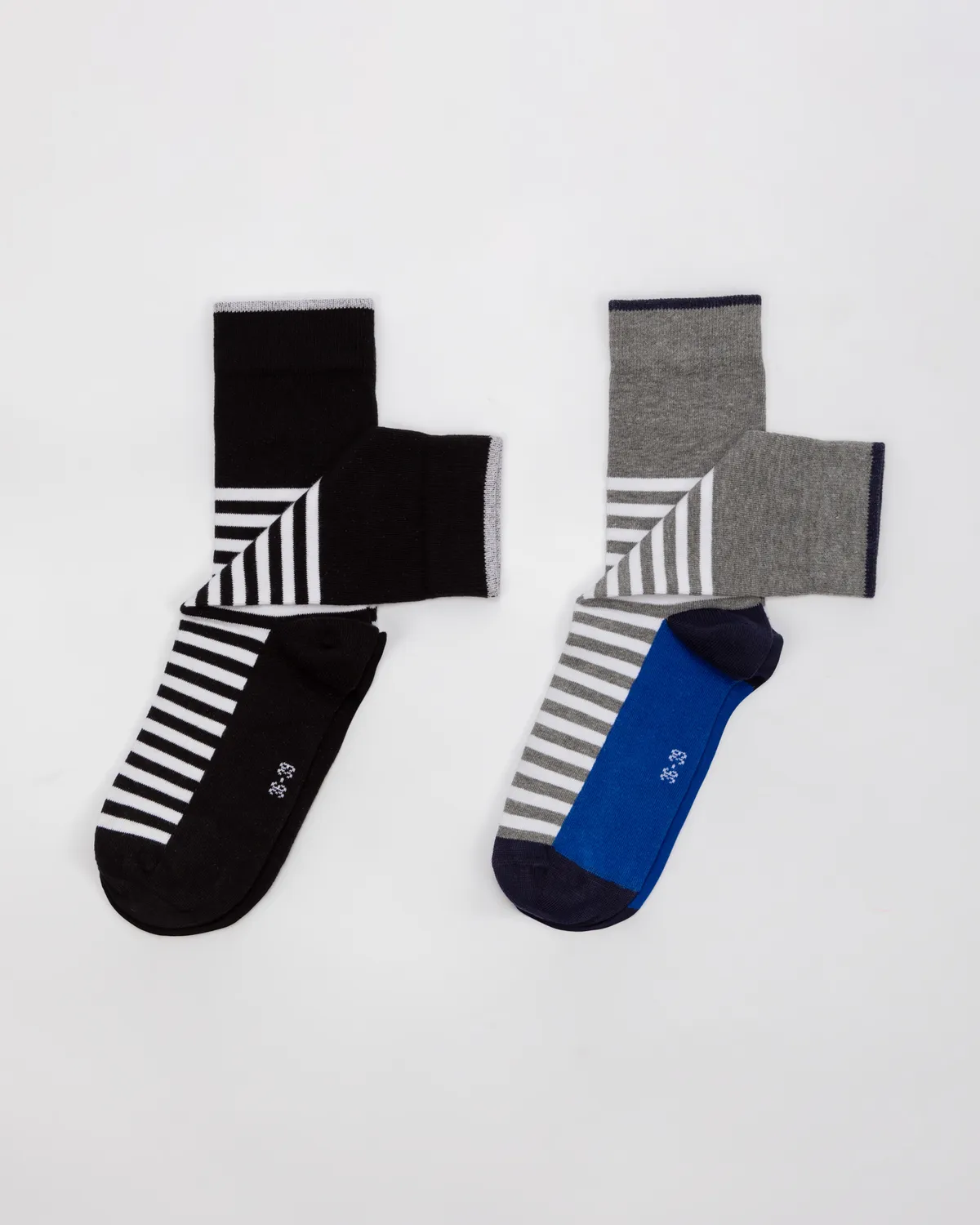 Beyaz Authentic Afram 2pack Unisex Siyah-Beyaz-Mavi Çorap