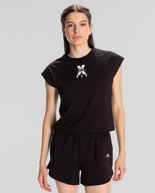 Siyah Kombat Wkt Ebura Xfit Kadın Siyah Comfort Fit Tişört - KAPPA® Türkiye