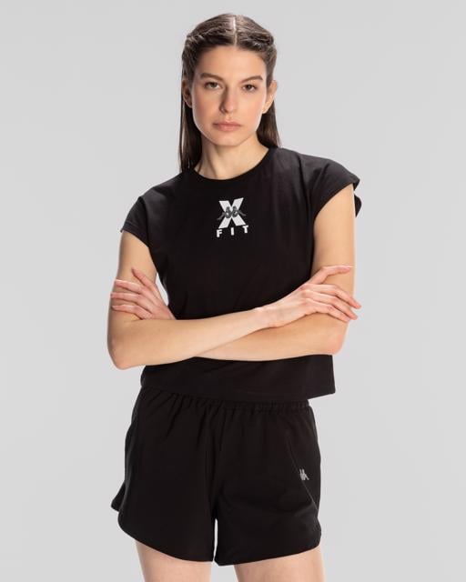 Siyah Kombat Wkt Ebura Xfit Kadın Siyah Comfort Fit Tişört - KAPPA® Türkiye