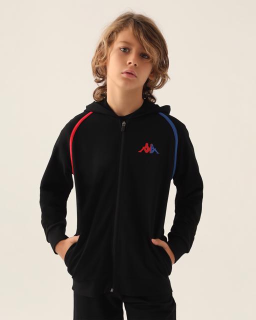 Siyah Authentic Colin Erkek Çocuk Antrasit Regular Fit Fermuarlı Eşofman Üstü - KAPPA® Türkiye