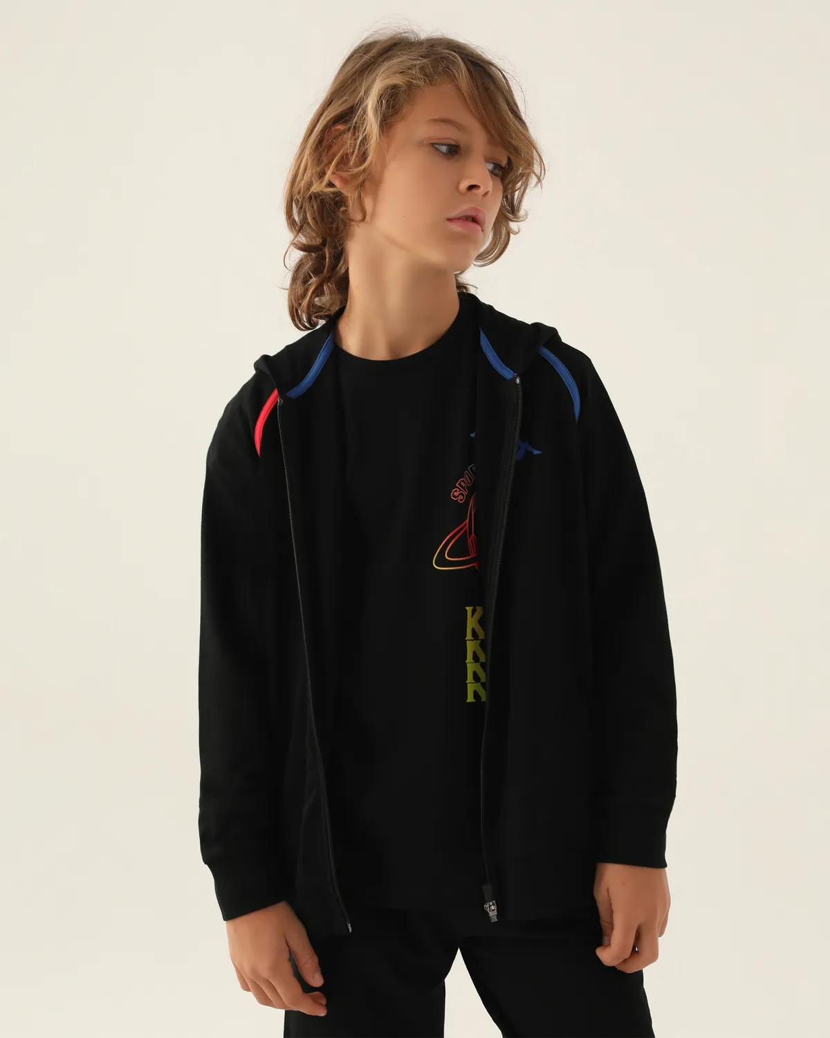 Siyah Authentic Colin Erkek Çocuk Antrasit Regular Fit Fermuarlı Eşofman Üstü