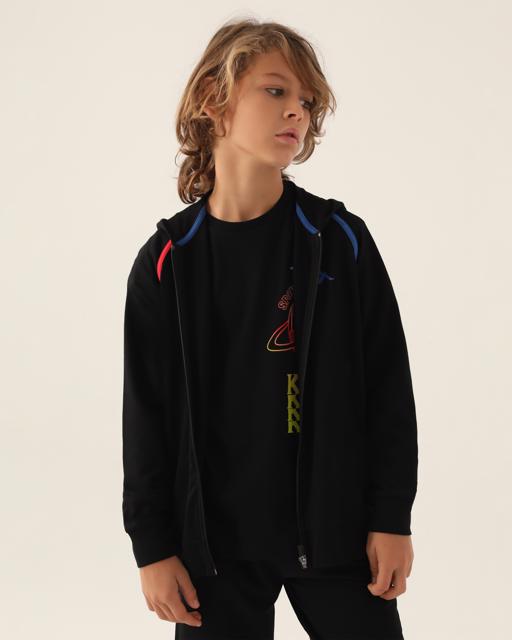 Siyah Authentic Colin Erkek Çocuk Antrasit Regular Fit Fermuarlı Eşofman Üstü - KAPPA® Türkiye