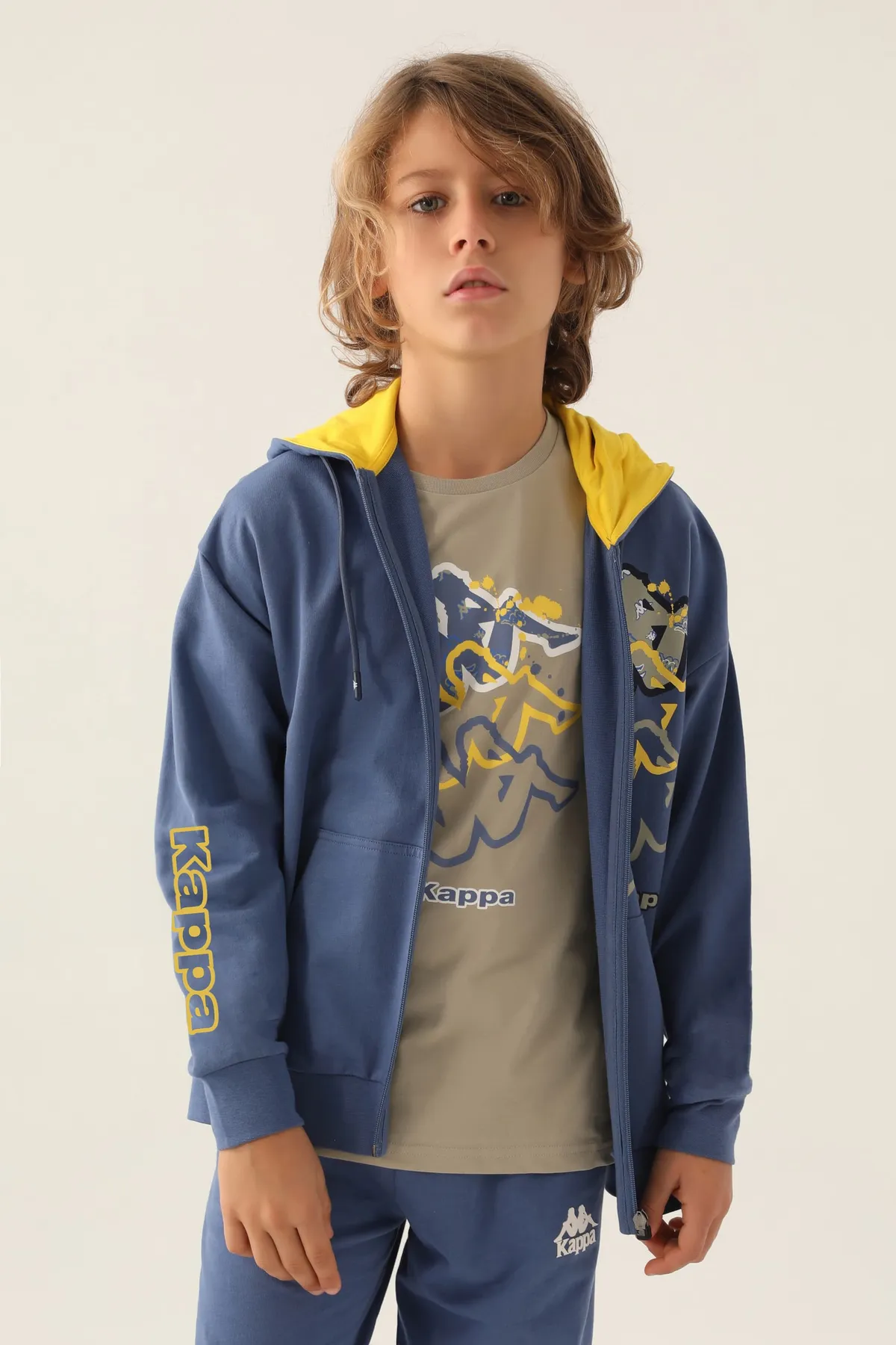 Mavi Logo  Cortez Erkek Çocuk Mavi-Yeşil Regular Fermuarlı Eşofman Üstü