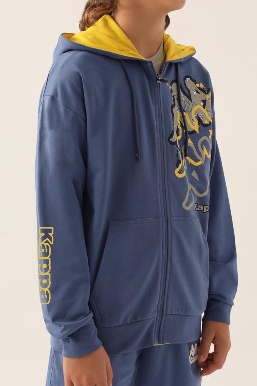 Mavi Logo  Cortez Erkek Çocuk Mavi-Yeşil Regular Fit Fermuarlı Eşofman Üstü - KAPPA® Türkiye