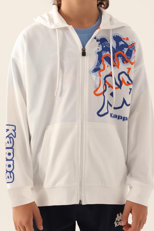 Bej Logo  Cortez Erkek Çocuk Ekru  Regular Fit Fermuarlı Eşofman Üstü - KAPPA® Türkiye
