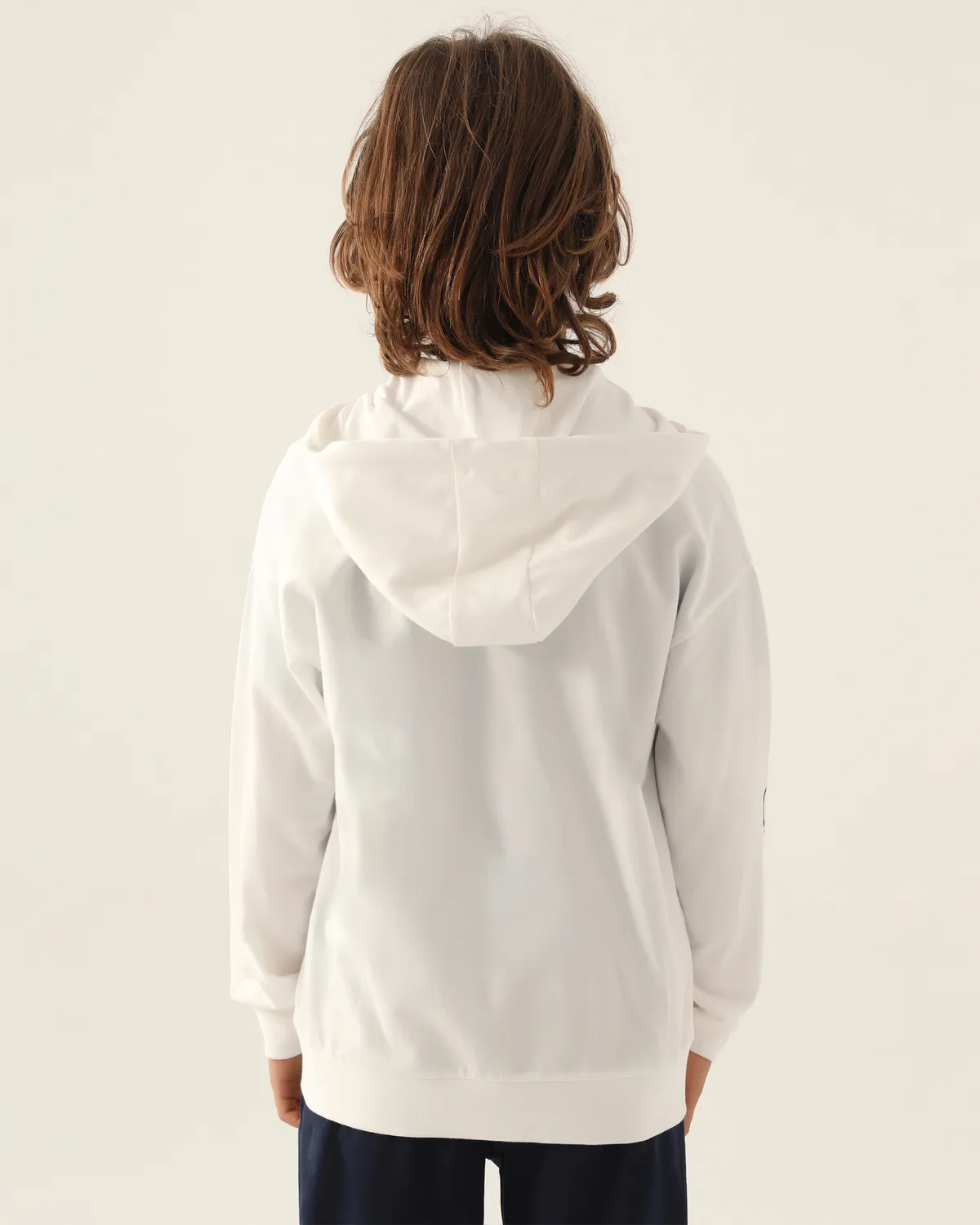 Bej Logo  Cortez Erkek Çocuk Ekru  Regular Fit Fermuarlı Eşofman Üstü