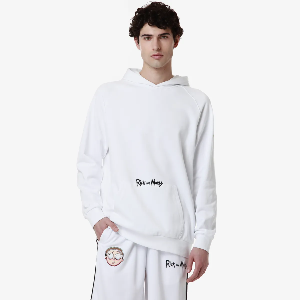 Beyaz Authentic Manolo Warner Bros - Rick And Morty Erkek Beyaz Regular Fit Hoodie