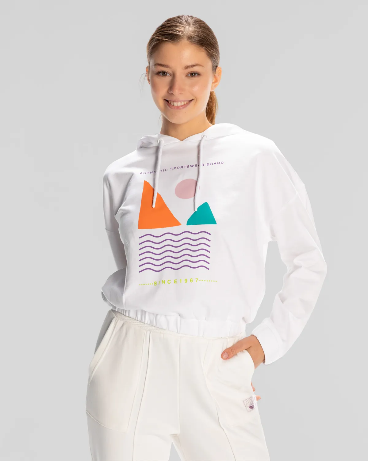 Beyaz Sport Viola Hoodie Kadın Beyaz Regular Hoodie