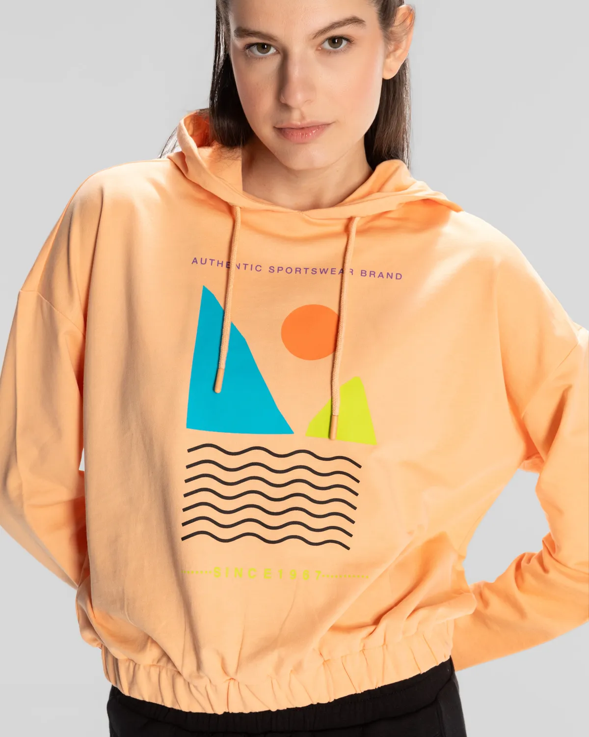 Turuncu Sport Viola Hoodie Kadın Somon Regular Fit Hoodie