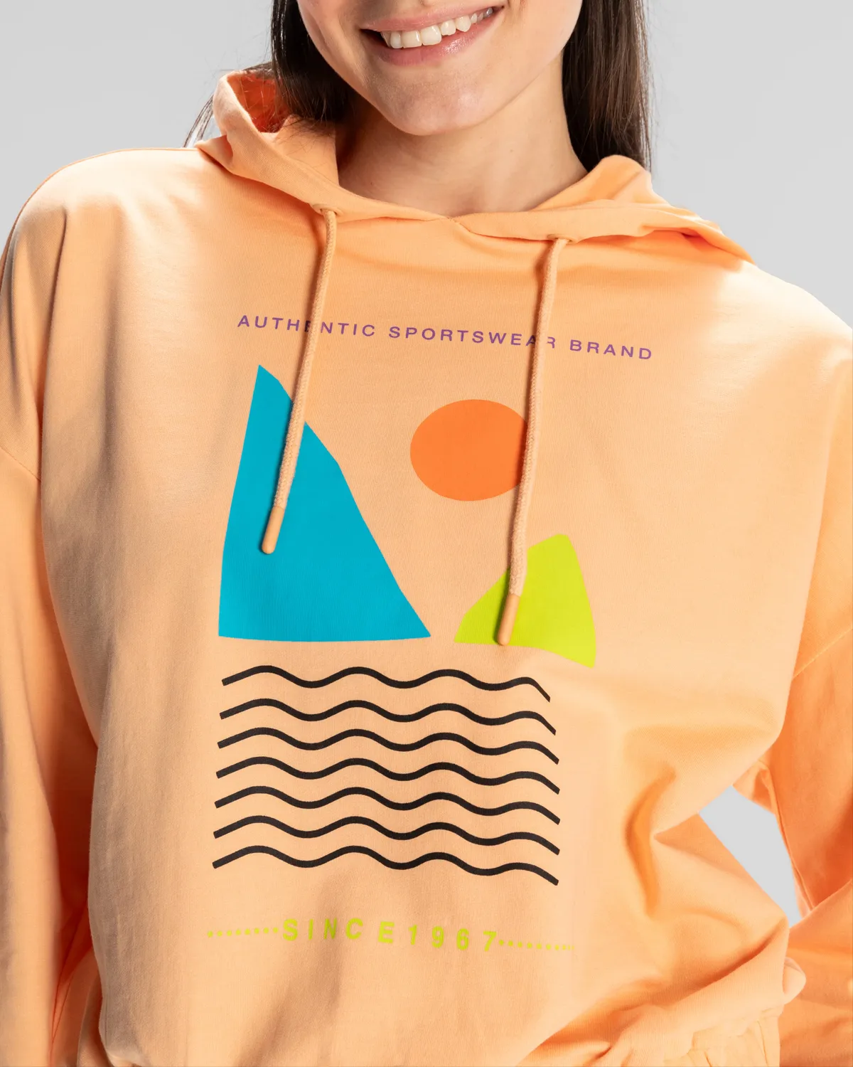 Turuncu Sport Viola Hoodie Kadın Somon Regular Fit Hoodie