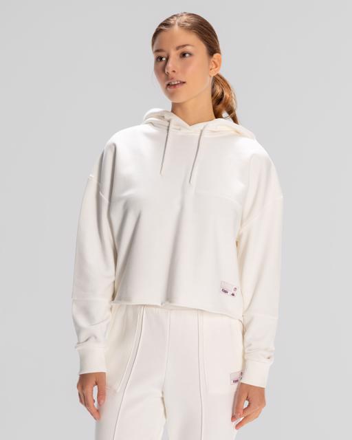 Beyaz Authentic Jemima Kadın Beyaz Oversize Fit Hoodie - KAPPA® Türkiye