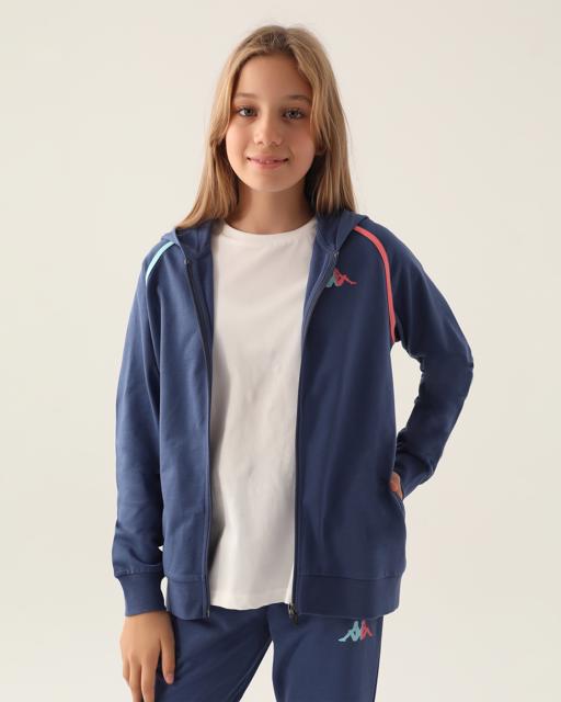 Mavi Authentic Christa Kız Çocuk Mavi Regular Fit Fermuarlı Eşofman Üstü - KAPPA® Türkiye