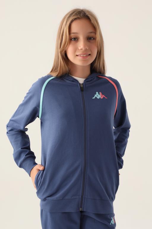 Mavi Authentic Christa Kız Çocuk Mavi Regular Fit Fermuarlı Eşofman Üstü - KAPPA® Türkiye