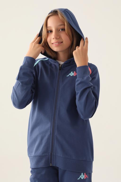 Mavi Authentic Christa Kız Çocuk Mavi Regular Fit Fermuarlı Eşofman Üstü - KAPPA® Türkiye