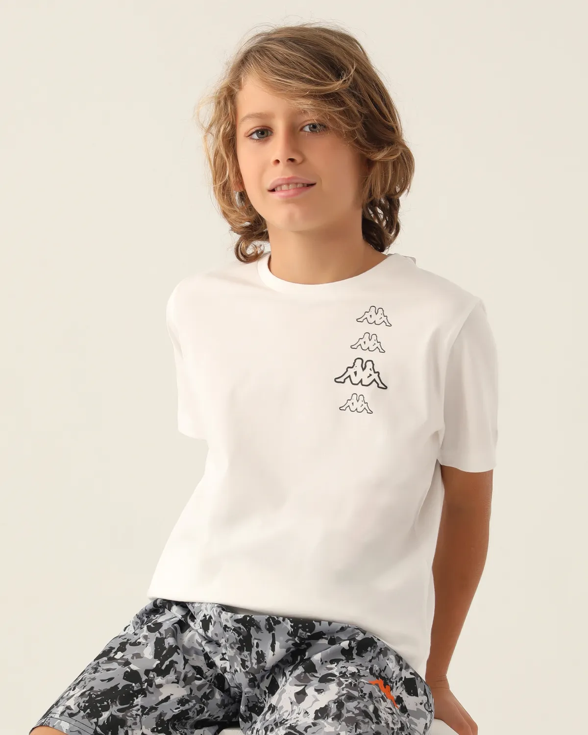 Bej Logo Colton Erkek Çocuk Ekru  Regular Fit Tişört