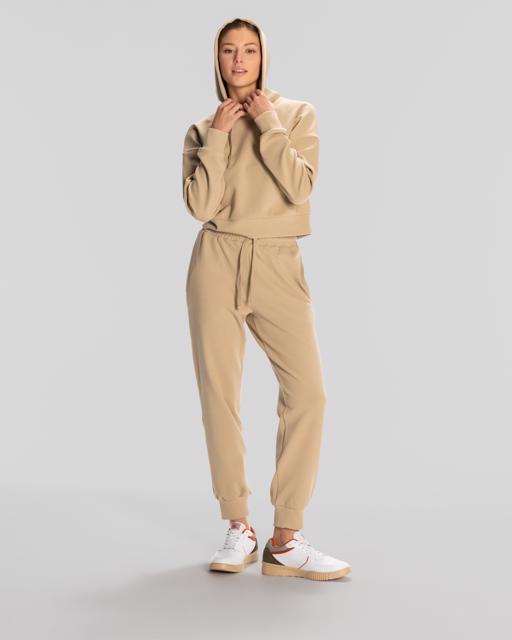 Bej Logo Elise Waffle Hoodie Kadın Bej Regular Fit Hoodie - KAPPA® Türkiye