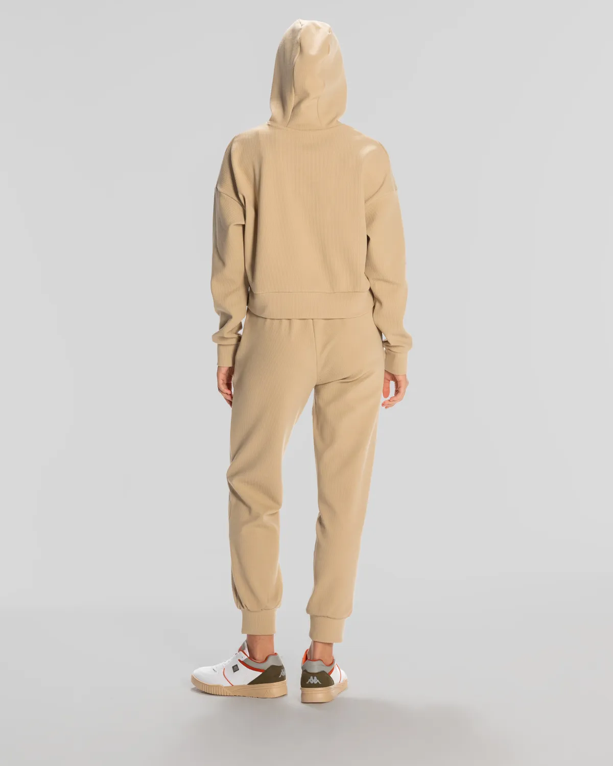 Bej Logo Elise Waffle Hoodie Kadın Bej Regular Fit Hoodie