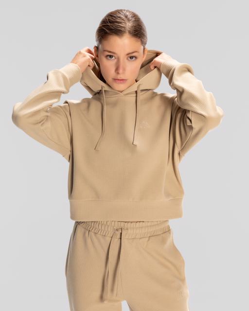 Bej Logo Elise Waffle Hoodie Kadın Bej Regular Fit Hoodie - KAPPA® Türkiye