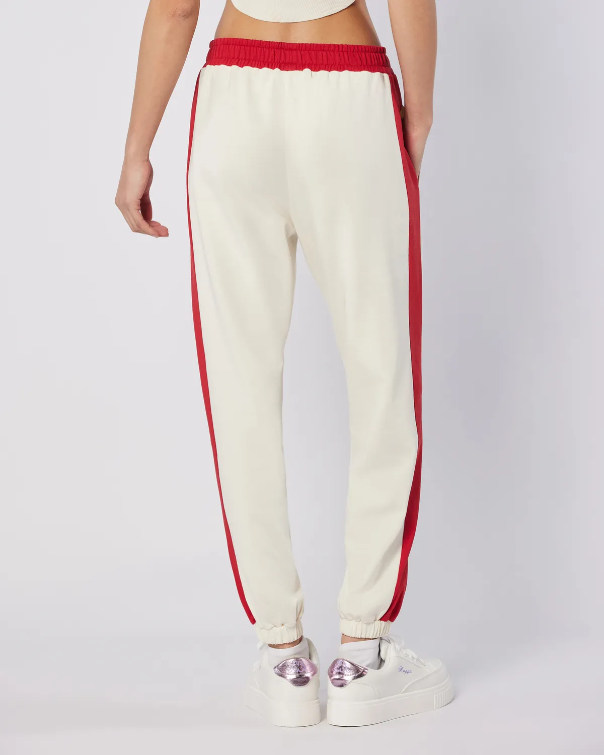 Kırmızı Balde Pant Kadın Ekru-Kırmızı Regular Fit Eşofman Altı