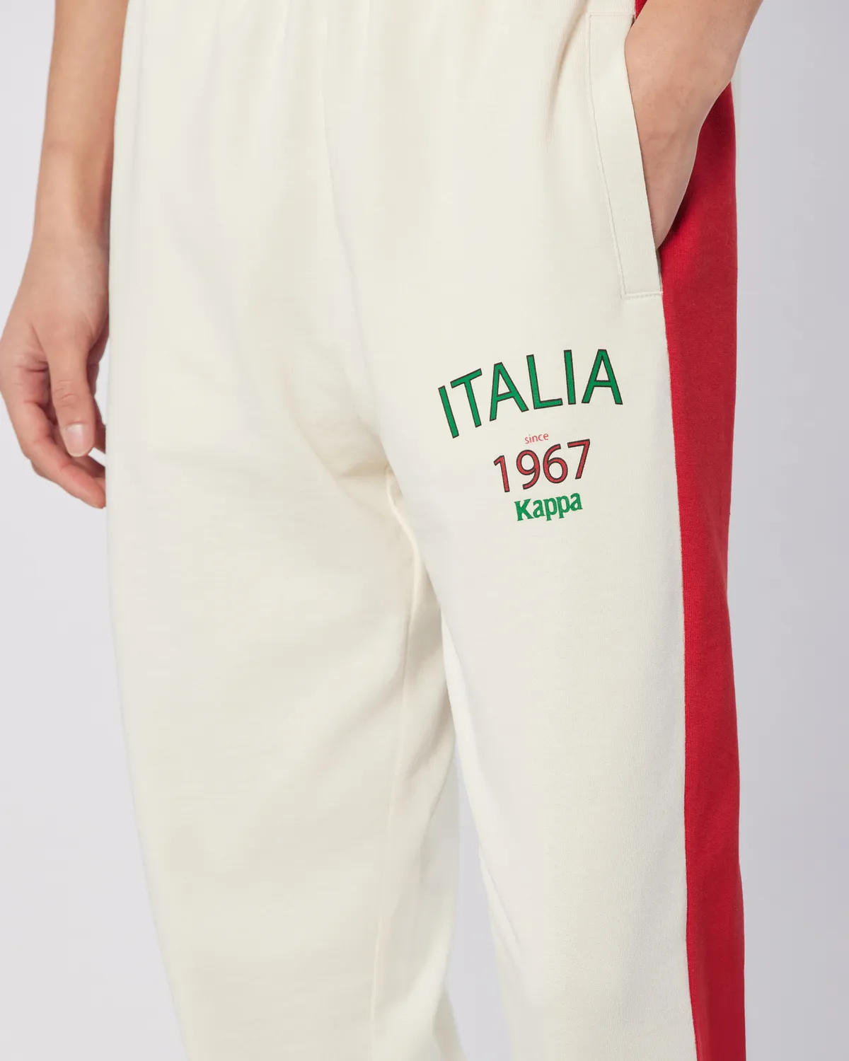 Kırmızı Balde Pant Kadın Ekru-Kırmızı Regular Fit Eşofman Altı