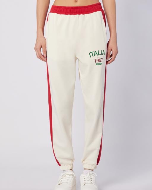 Kırmızı Balde Pant Kadın Ekru-Kırmızı Regular Fit Eşofman Altı - KAPPA® Türkiye