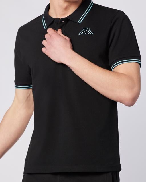 Siyah Korpo Ezio 2 Tur Erkek Siyah-Mavi Regular Fit Polo Yaka Tişört - KAPPA® Türkiye