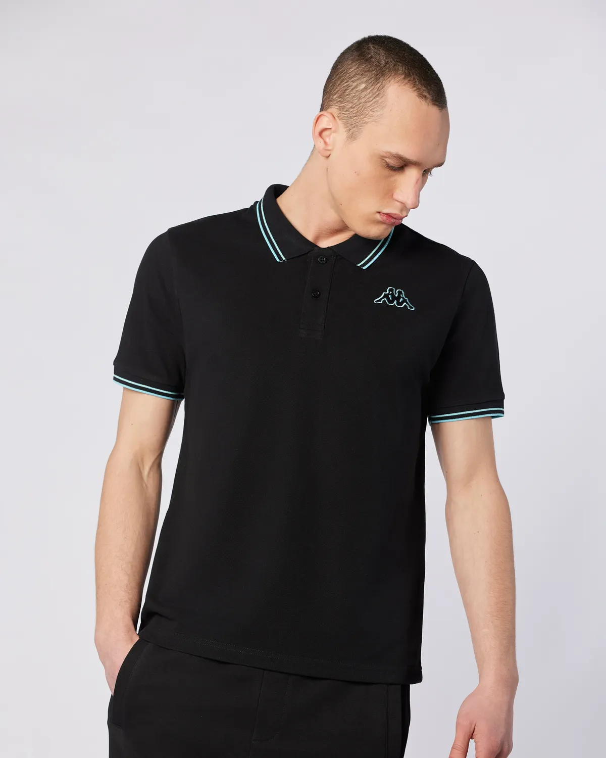 Siyah Korpo Ezio 2 Tur Erkek Siyah-Mavi Regular Fit Polo Yaka Tişört