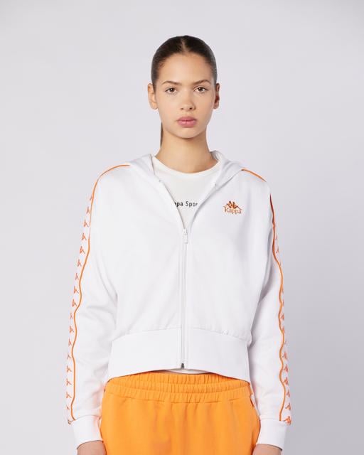 Beyaz 222 Banda Carlise Tur Kadın Beyaz-Turuncu Regular Fit Fermuarlı Eşofman Üstü - KAPPA® Türkiye