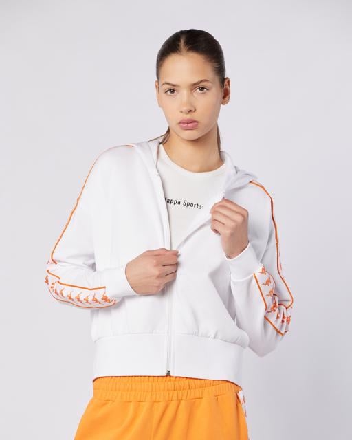 Beyaz 222 Banda Carlise Tur Kadın Beyaz-Turuncu Regular Fit Fermuarlı Eşofman Üstü - KAPPA® Türkiye