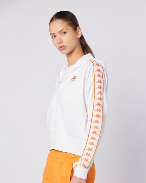 Beyaz 222 Banda Carlise Tur Kadın Beyaz-Turuncu Regular Fit Fermuarlı Eşofman Üstü - KAPPA® Türkiye