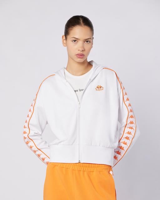 Beyaz 222 Banda Carlise Tur Kadın Beyaz-Turuncu Regular Fit Fermuarlı Eşofman Üstü - KAPPA® Türkiye