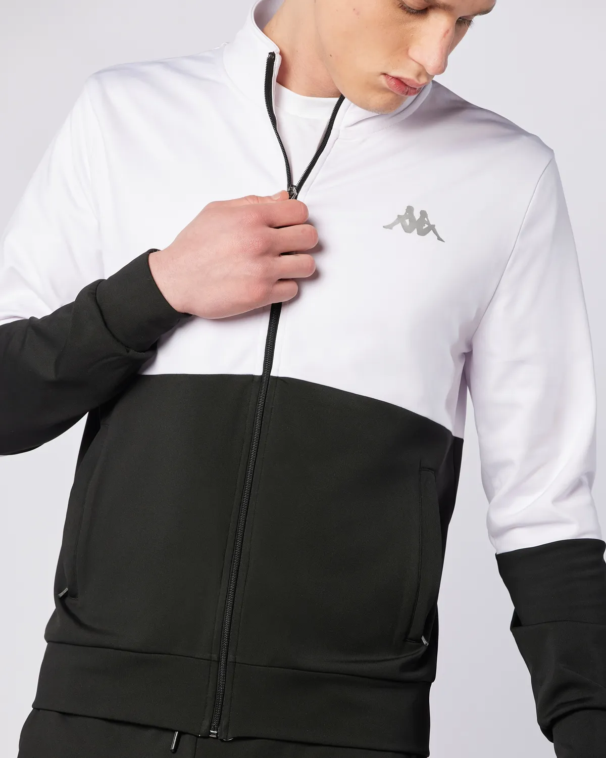 Siyah Keita Full Zip Erkek Siyah-Beyaz Regular Fit Fermuarlı Eşofman Üstü