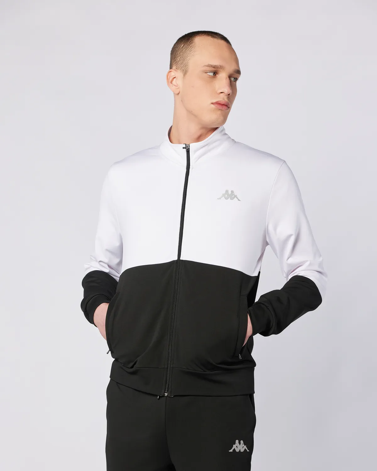 Siyah Keita Full Zip Erkek Siyah-Beyaz Regular Fit Fermuarlı Eşofman Üstü