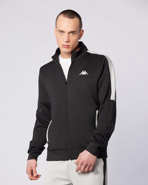 Siyah Moste Full Zip Erkek Siyah Regular Fit Fermuarlı Eşofman Üstü - KAPPA® Türkiye