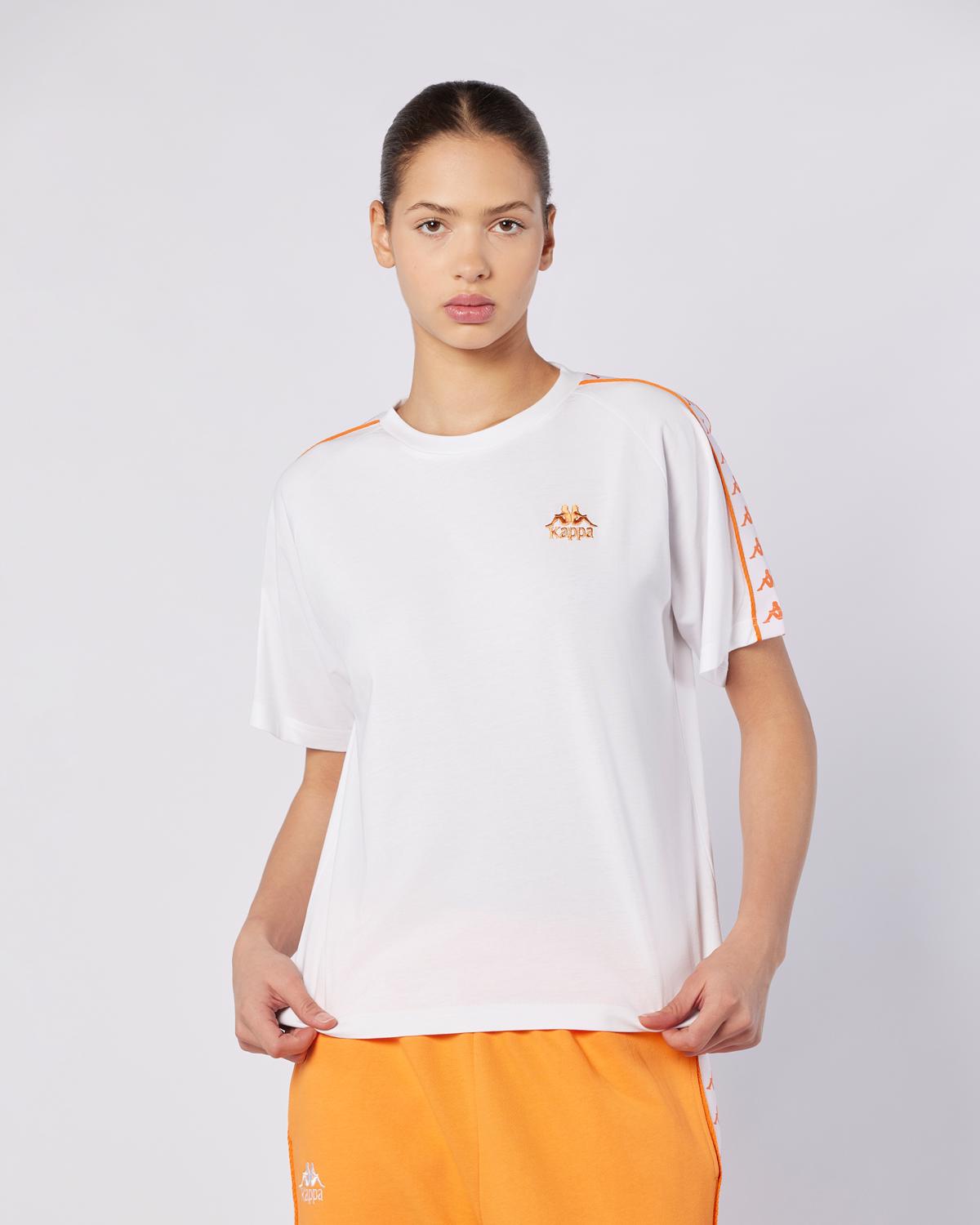 ラン　0226 222 Banda Adi Tur Kadın Beyaz-Turuncu Regular Tişört | KAPPA® Türkiye