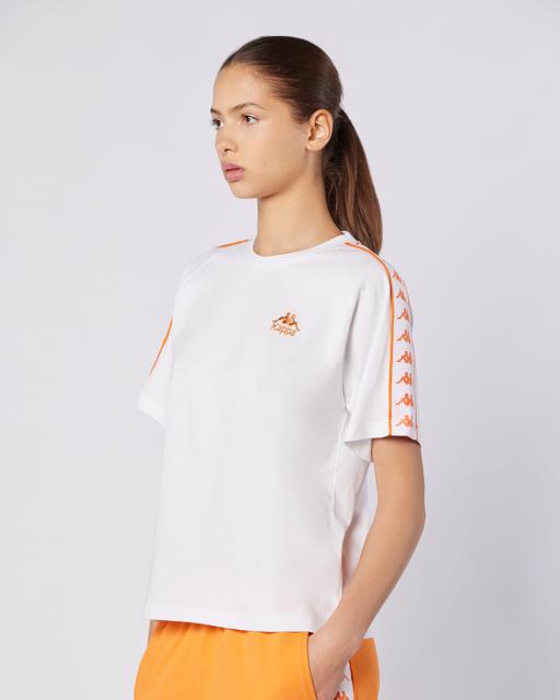 Beyaz 222 Banda Adi Tur Kadın Beyaz-Turuncu Regular Fit Tişört - KAPPA® Türkiye