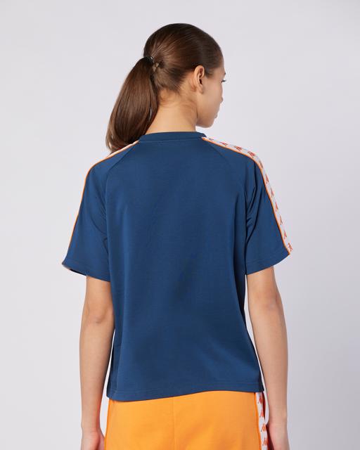 Mavi 222 Banda Adi Tur Kadın Lacivert-Turuncu Regular Fit Tişört - KAPPA® Türkiye