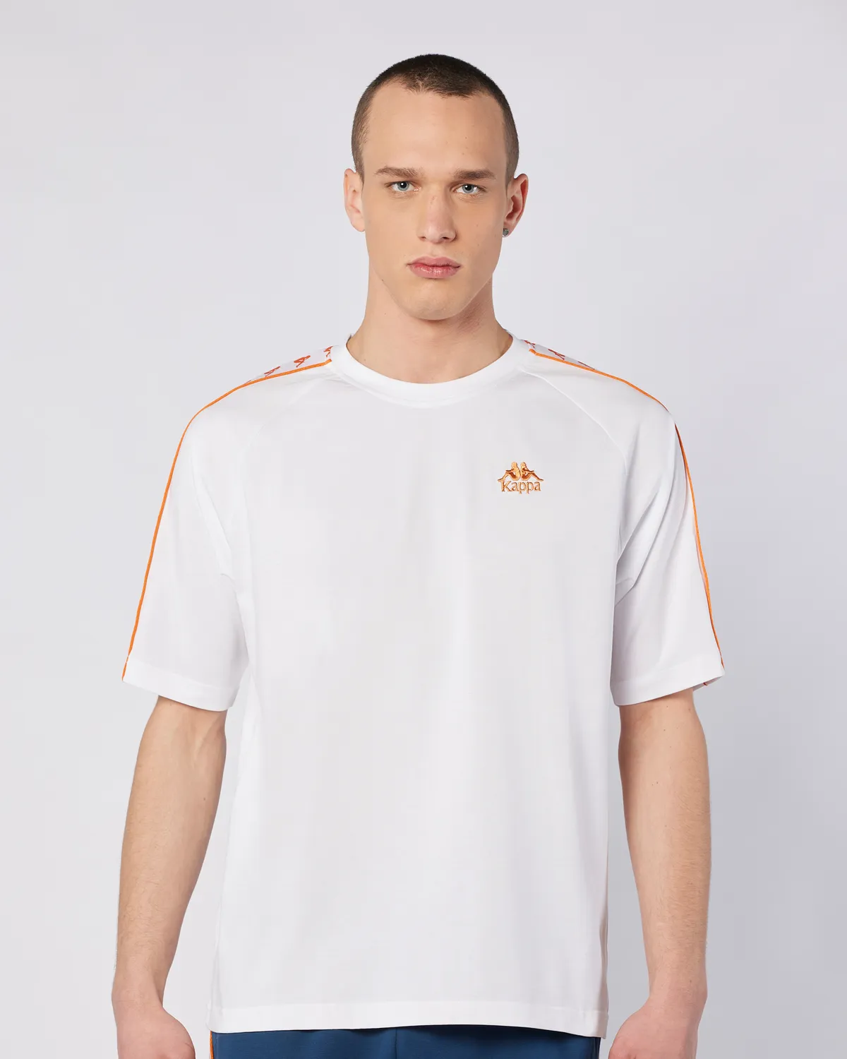 Beyaz 222 Banda Ninon Tur Erkek Beyaz-Turuncu Regular Fit Tişört